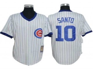 Chicago Cubs #10 Ron Santo White Cooperstown Collection Throwback Jersey