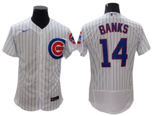 Chicago Cubs #14 Ernie Banks White Home Flex Base Jersey