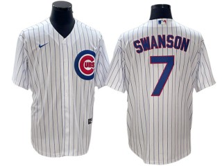 Chicago Cubs #7 Dansby Swanson White Home Cool Base Jersey