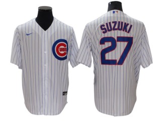 Chicago Cubs #27 Seiya Suzuki White Home Cool Base Jersey
