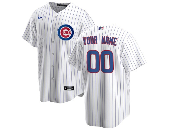 Custom Chicago Cubs Cool Base Jersey - Blue/White/Gray 