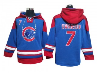Chicago Cubs #7 Dansby Swanson Blue Pullover Hoodie
