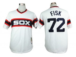 Chicago White Sox #72 Carlton Fisk White 1983 Throwback Jersey