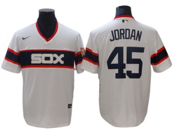 Chicago White Sox #45 Michael Jordan White Throwback Jersey