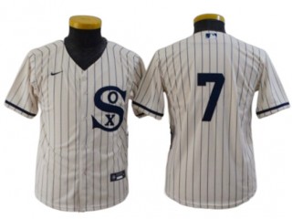 Youth Chicago White Sox #7 Tim Anderson White Field of Dreams Cool Base Jersey