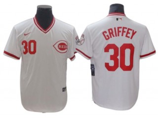Cincinnati Reds #30 Ken Griffey Jr. White Home Cooperstown Collection Jersey