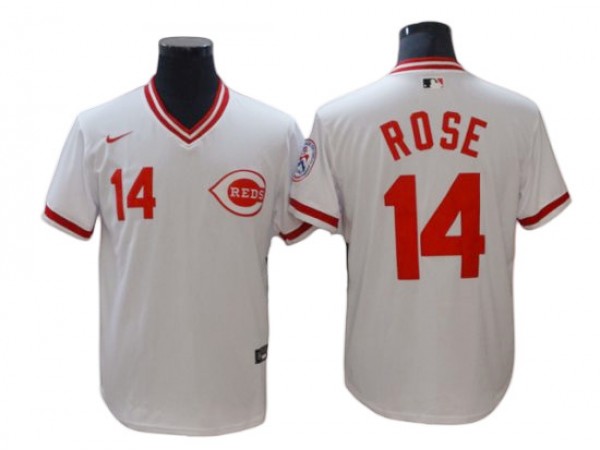 Cincinnati Reds #14 Pete Rose White Home Cooperstown Collection Jersey