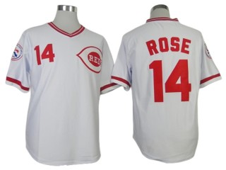 Cincinnati Reds #14 Pete Rose White 1976 Throwback Jersey