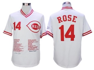 Cincinnati Reds #14 Pete Rose White Replica Signed Jersey