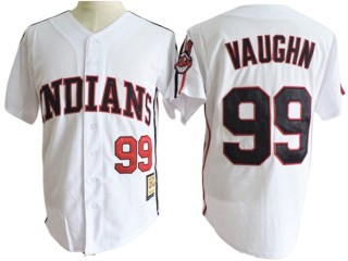 Cleveland Indians #99 Ricky Vaughn White Cooperstown Throwback Jersey
