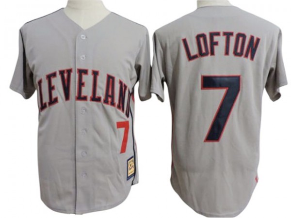 Cleveland Indians #7 Kenny Lofton Gray Cooperstown Collection Throwback Jersey