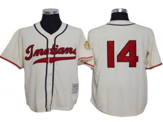 Cleveland Indians #14 Larry Doby Cream 1948 Throwback Jersey