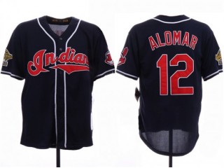 Cleveland Indians #12 Roberto Alomar Navy 1995 World Series Cooperstown Collection Cool Base Jersey