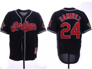 Cleveland Indians #24 Manny Ramirez Navy 1995 World Series Cooperstown Collection Cool Base Jersey
