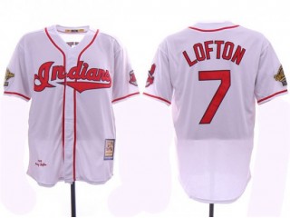 Cleveland Indians #7 Kenny Lofton White 1995 World Series Cooperstown Collection Cool Base Jersey