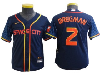 Youth Houston Astros #2 Alex Bregman Navy 2022 City Connect Cool Base Jersey