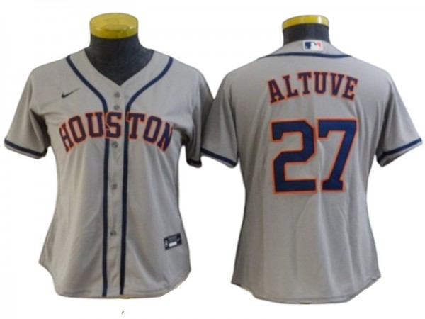Women's Houston Astros #27 Jose Altuve Cool Base Jersey - White/Orange/Navy/Gray