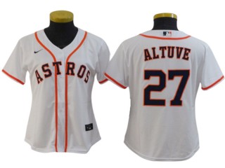 Women's Houston Astros #27 Jose Altuve Cool Base Jersey - White/Orange/Navy/Gray