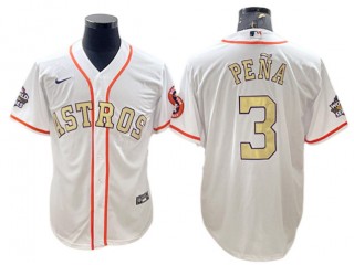 Houston Astros #3 Jeremy Pena White Gold Program Cool Base Jersey