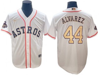 Houston Astros #44 Yordan Álvarez White 2023 Gold Collection Jersey