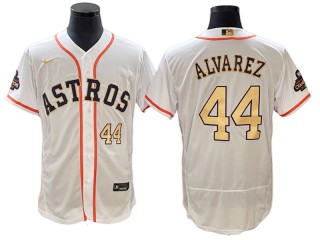 Houston Astros #44 Yordan Álvarez White 2023 Gold Collection Flex Base Jersey