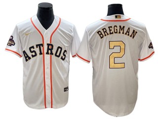 Houston Astros #2 Alex Bregman White 2023 Gold Collection Jersey
