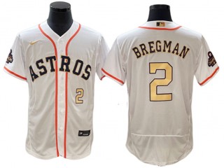 Houston Astros #2 Alex Bregman White 2023 Gold Collection Flex Base Jersey