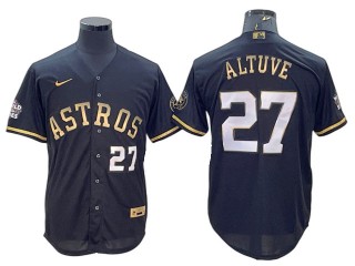 Houston Astros #27 Jose Altuve Black Gold w/World Series Patch Jersey