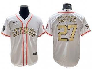 Houston Astros #27 José Altuve White Gold Program Cool Base Jersey