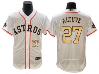 Houston Astros #27 José Altuve White 2023 Gold Collection Flex Base Jersey