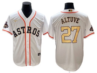 Houston Astros #27 José Altuve White 2023 Gold Collection Jersey