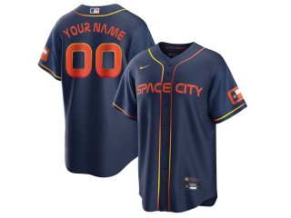 Custom Houston Astros Navy 2022 City Connect Cool Base Jersey