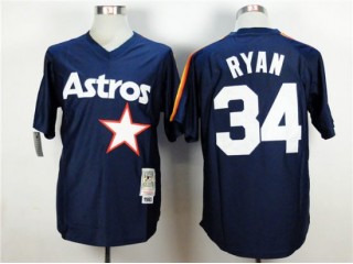 Houston Astros #34 Nolan Ryan Navy Throwback Jersey