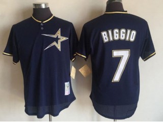 Houston Astros #7 Craig Biggio Navy Cooperstown Mesh Batting Practice Jersey