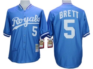 Kansas City Royals #5 George Brett Light Blue Throwback Jersey