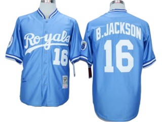 Kansas City Royals #16 Bo Jackson Light Blue 1987 Throwback Jersey