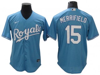 Kansas City Royals #15 Whit Merrifield Light Blue Cool Base Jersey