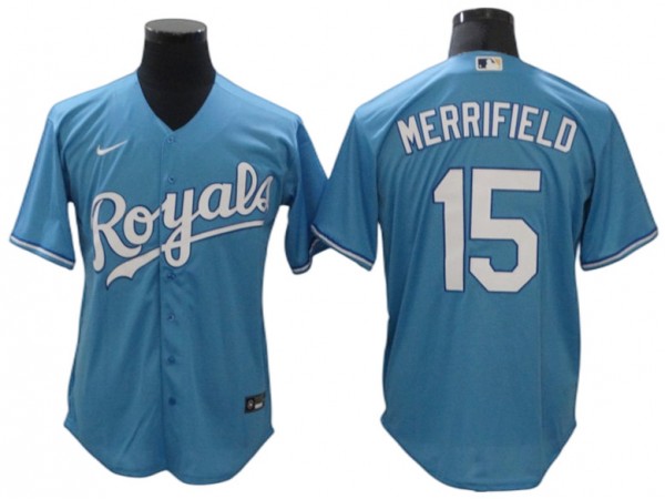 Kansas City Royals #15 Whit Merrifield Light Blue Cool Base Jersey
