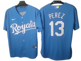 Kansas City Royals #13 Salvador Perez Light Blue Cool Base Jersey