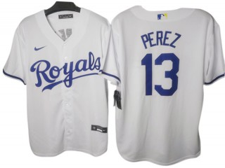 Kansas City Royals #13 Salvador Perez White Home Cool Base Jersey