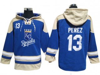 Kansas City Royals #13 Salvador Perez Blue Pullover Hoodie