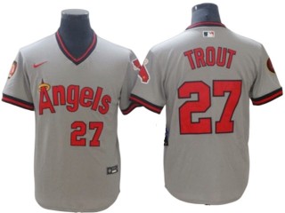 Los Angeles Angels #27 Mike Trout Gray Cooperstown Collection Jersey