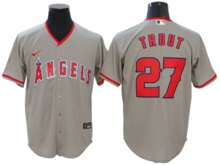 Los Angeles Angels #27 Mike Trout Gray Road Cool Base Jersey