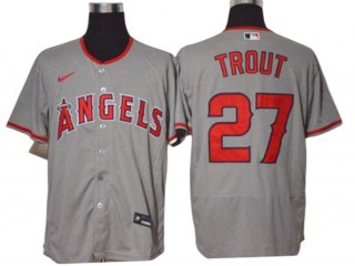 Los Angeles Angels #27 Mike Trout Gray Road Flex Base Jersey