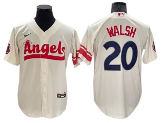 Los Angeles Angels #20 Jared Walsh Cream 2022 City Connect Cool Base Jersey