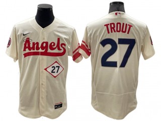 Los Angeles Angels #27 Mike Trout Cream 2022 City Connect Flex Base Jersey