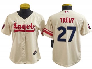 Los Angeles Angels #27 Mike Trout Cream 2022 City Connect Cool Base Jersey