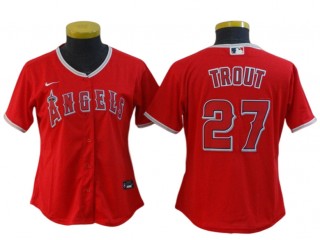Women's Los Angeles Angels #27 Mike Trout Cool Base Jersey - Red/White/Cream