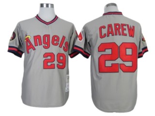 Los Angeles Angels #29 Rod Carew Gray 1985 Throwback Jersey