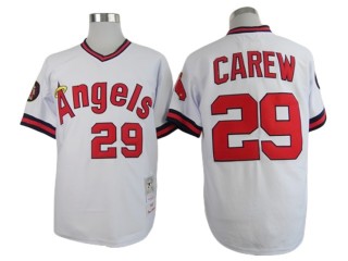 Los Angeles Angels #29 Rod Carew White 1982 Throwback Jersey
